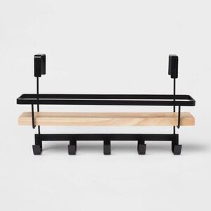 Brightroom -  Storage Rack Display Shelf with Hooks S Black